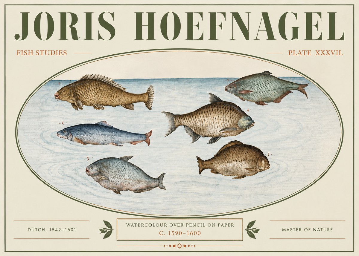 Joris Hoefnagel Six Freshwater Fish No5 - Poszter
