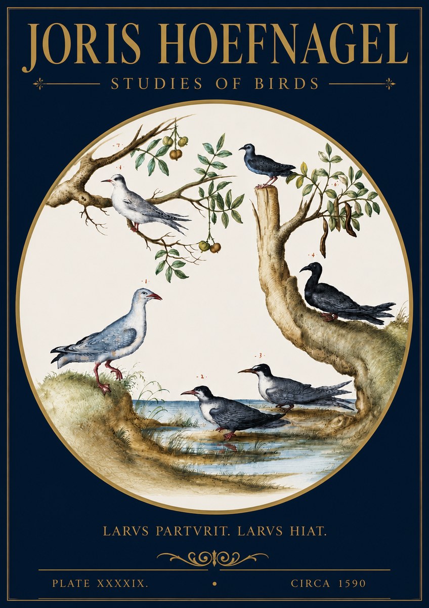 Joris Hoefnagel Studies of Birds II No4 - Poszter