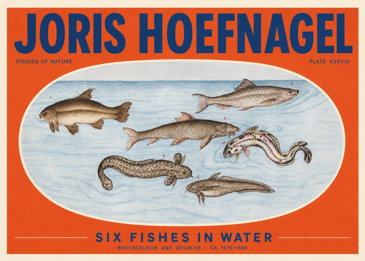 Joris Hoefnagel Six Fishes in Water II No2 - Poszter
