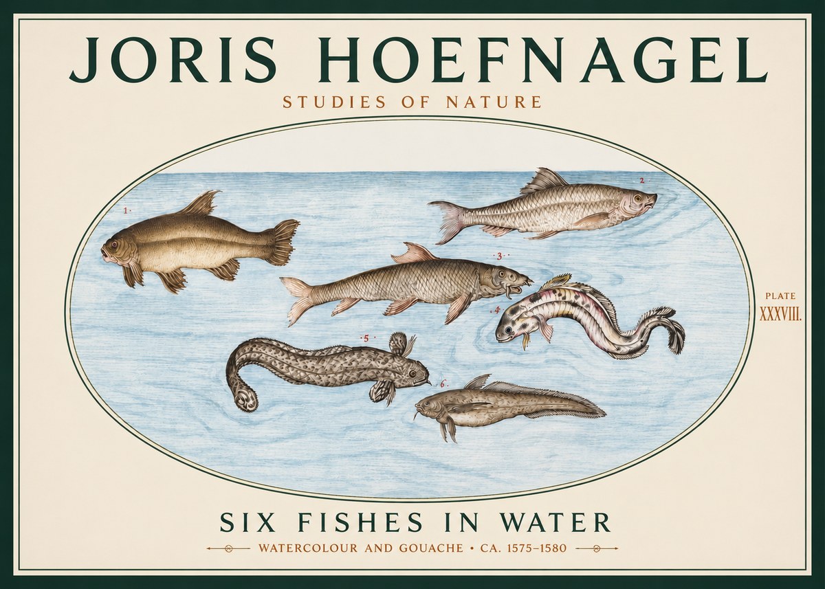 Joris Hoefnagel Six Fishes in Water II No3 - Poszter