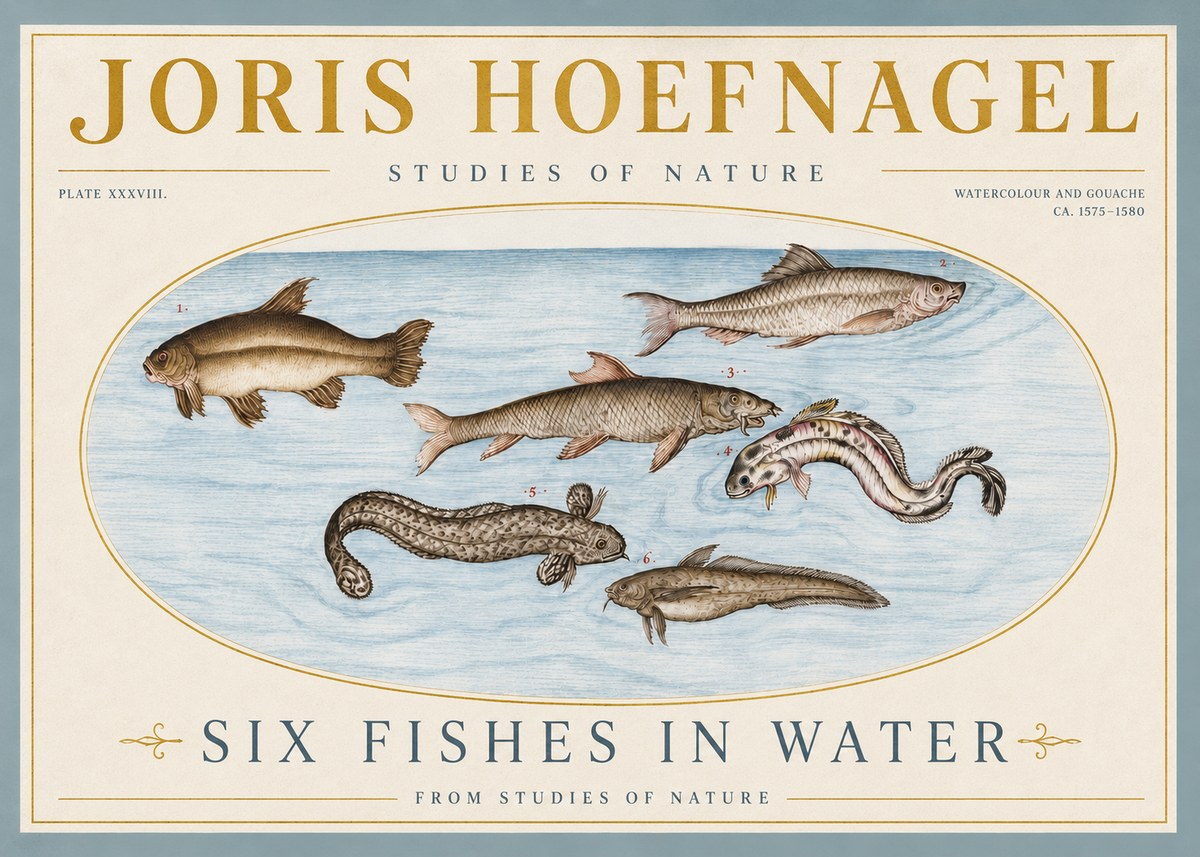 Joris Hoefnagel Six Fishes in Water II No4 - Poszter