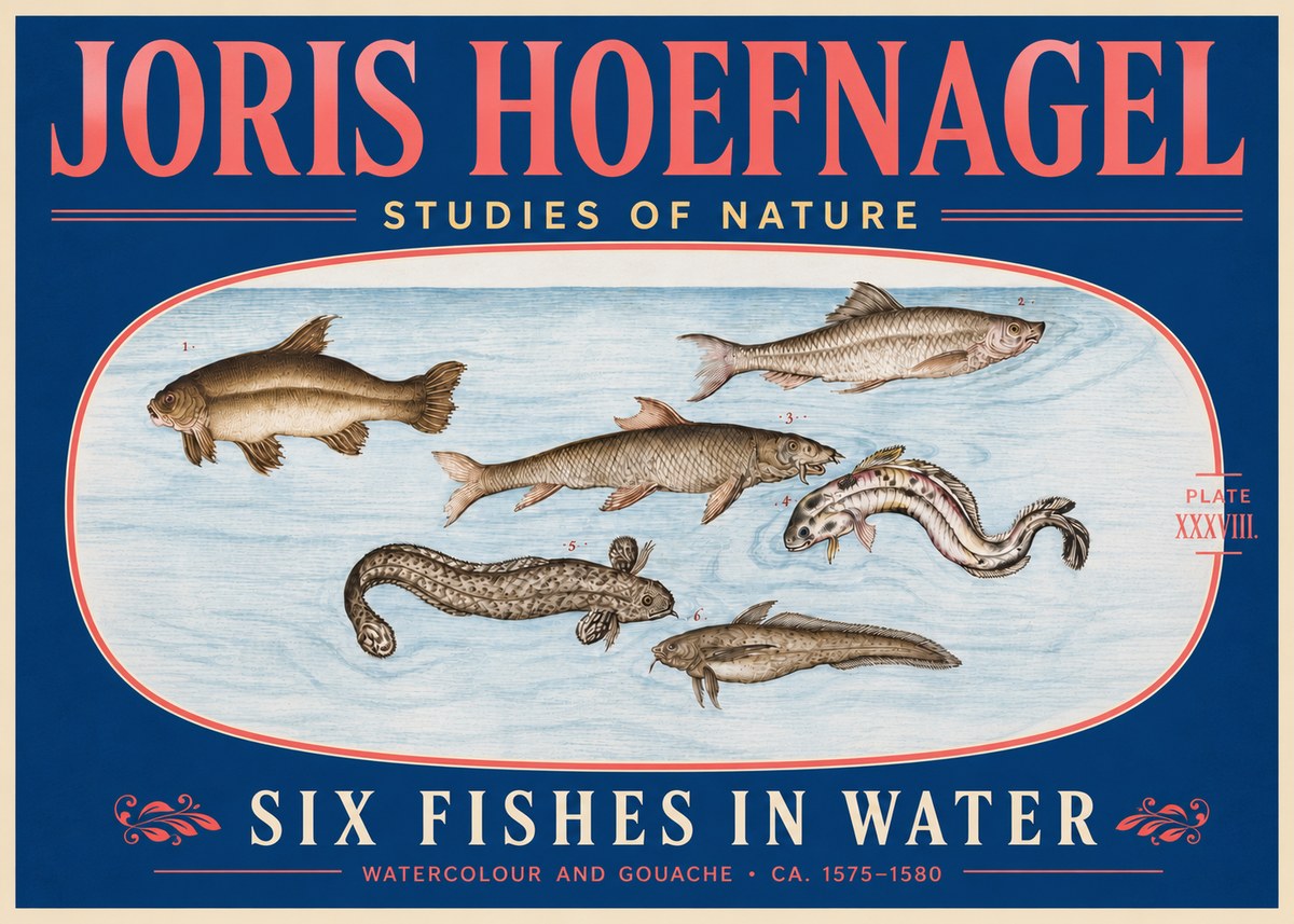 Joris Hoefnagel Six Fishes in Water II No5 - Poszter