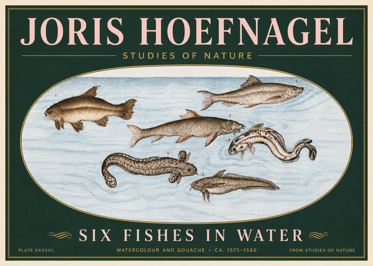 Joris Hoefnagel Six Fishes in Water II No6 - Poszter