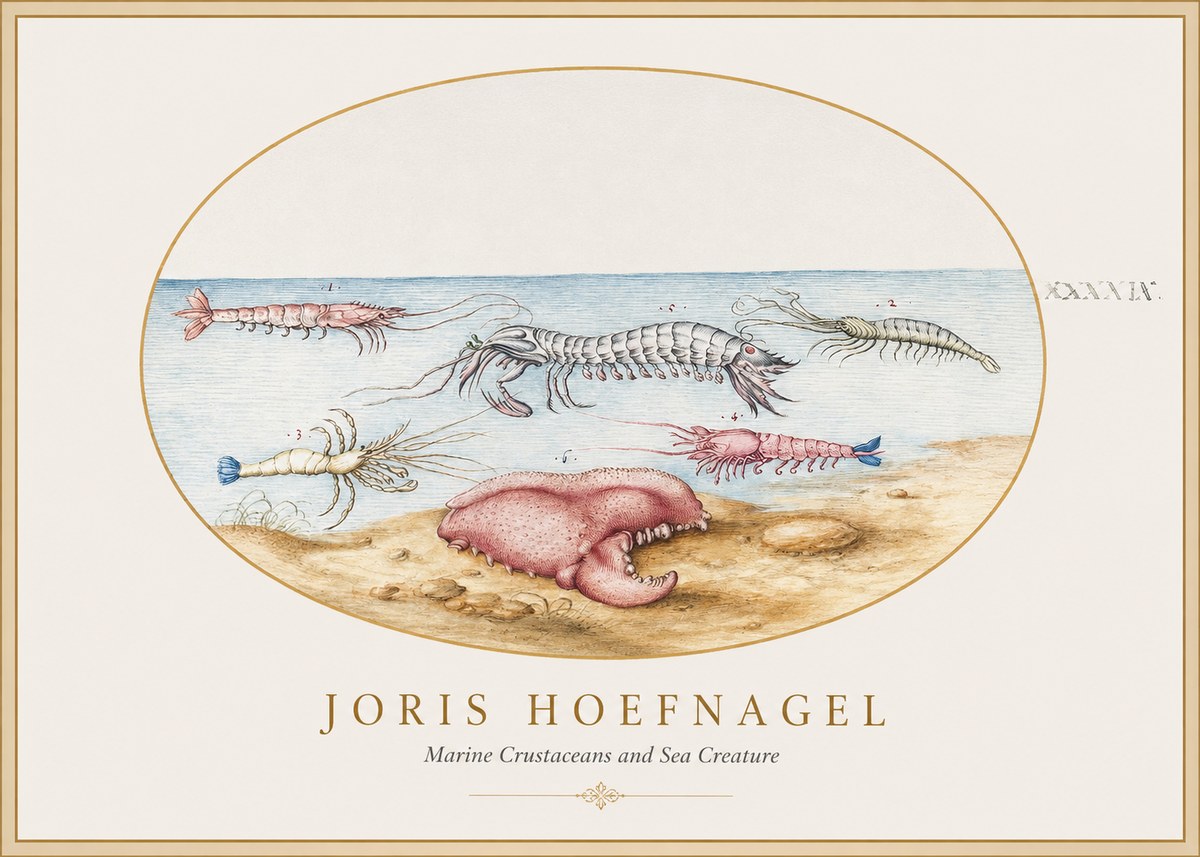 Joris Hoefnagel Marine Crustaceans and Sea Creature No1 - Poszter