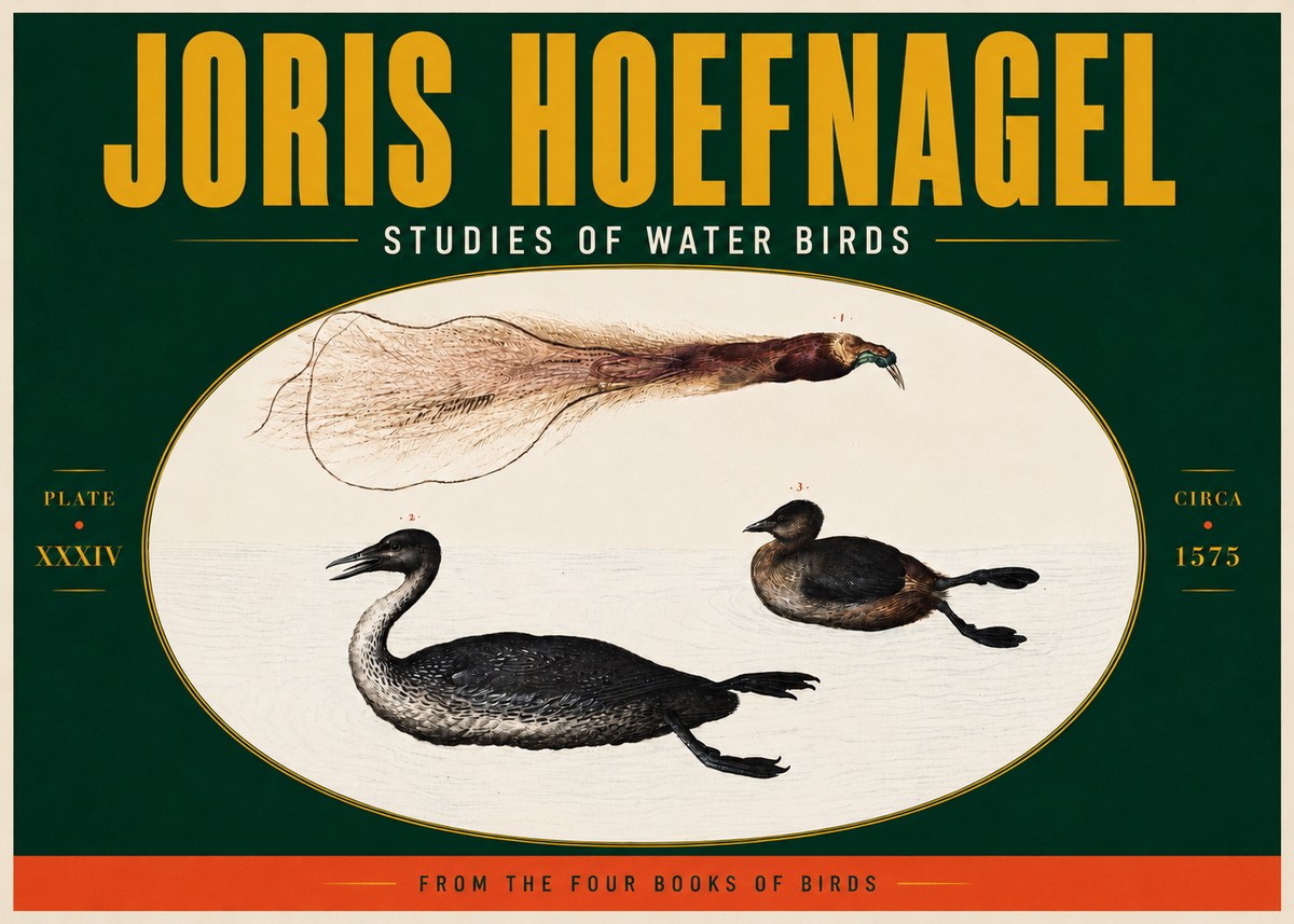 Joris Hoefnagel Studies of Water Birds No5 - Poszter