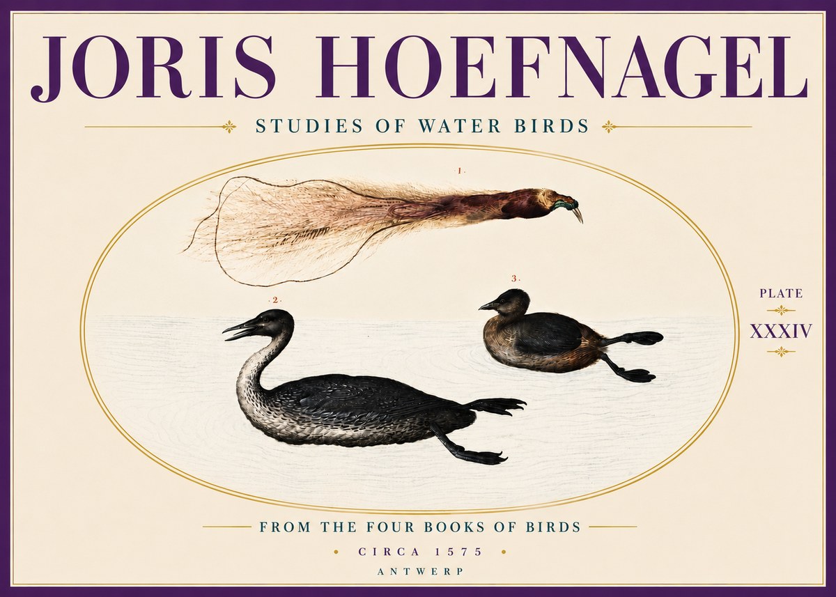 Joris Hoefnagel Studies of Water Birds No6 - Poszter