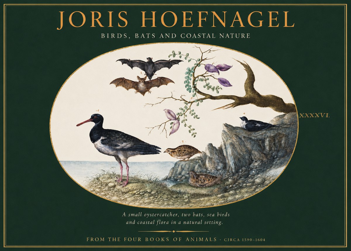 Joris Hoefnagel Birds, Bats and Coastal Nature No2 - Poszter