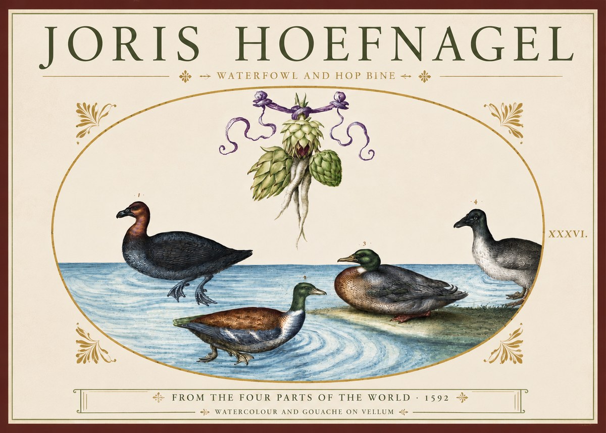Joris Hoefnagel Waterfowl and Hop Bine No3 - Poszter