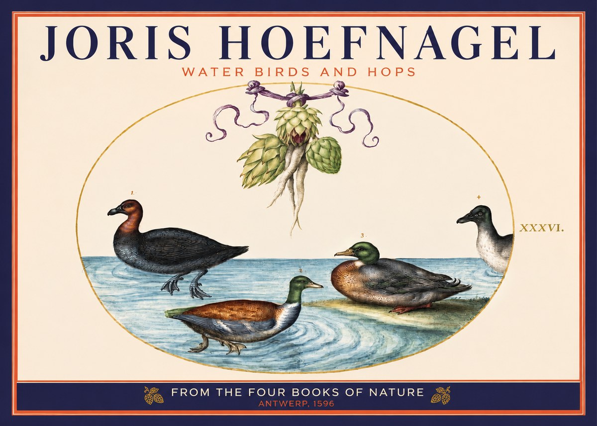 Joris Hoefnagel Waterfowl and Hop Bine No6 - Poszter