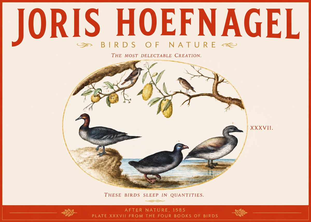 Joris Hoefnagel Plate Xxxvii from the Four Books of Birds No3 - Poszter