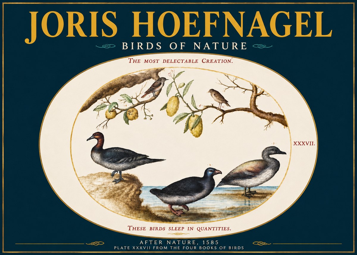 Joris Hoefnagel Plate Xxxvii from the Four Books of Birds No4 - Poszter