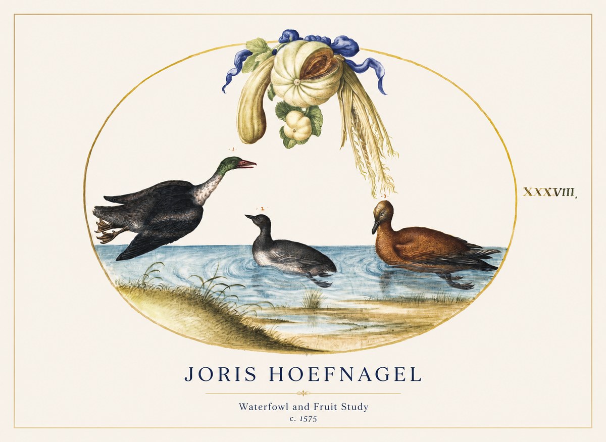 Joris Hoefnagel Waterfowl and Fruit Study No1 - Poszter