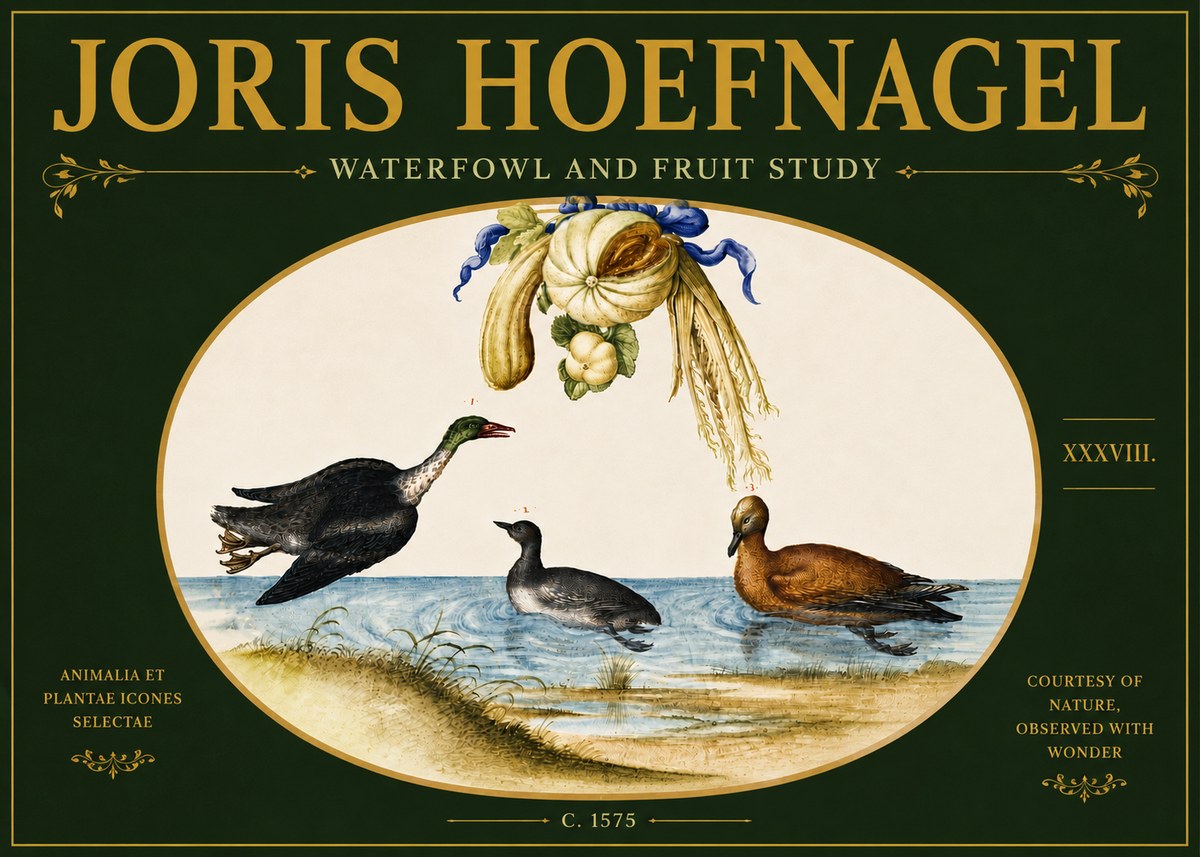 Joris Hoefnagel Waterfowl and Fruit Study No6 - Poszter