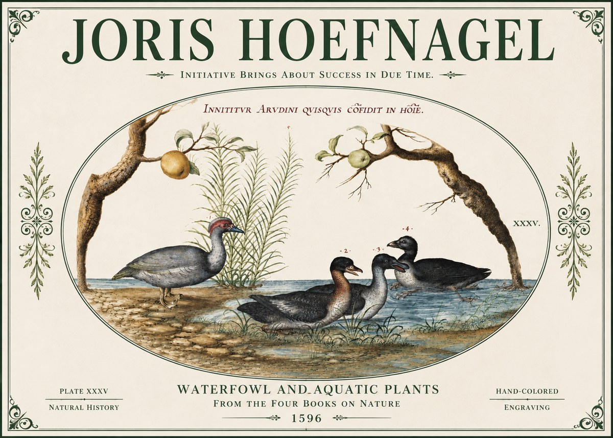 Joris Hoefnagel Waterfowl and Aquatic Plants No4 - Poszter