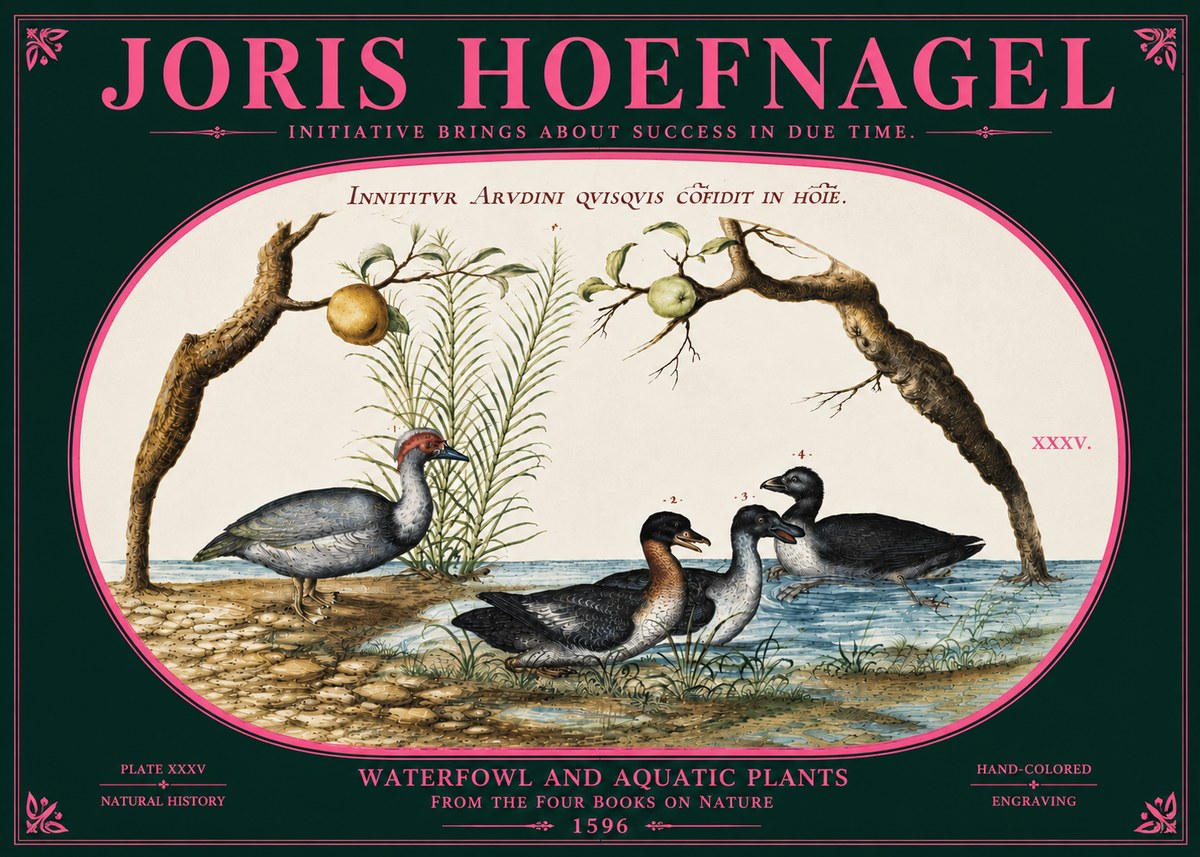 Joris Hoefnagel Waterfowl and Aquatic Plants No6 - Poszter