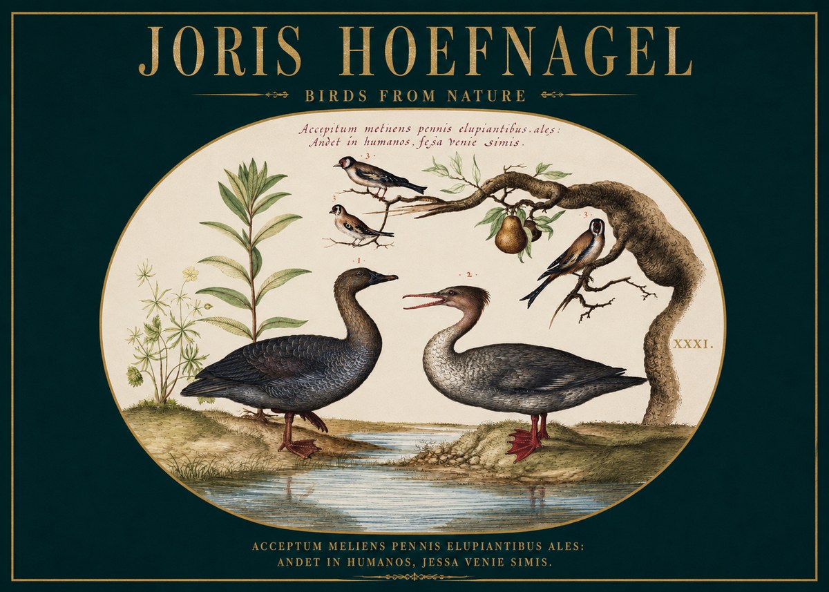 Joris Hoefnagel Acceptiem Meliens Pennis Fupidantibus Ales No3 - Poszter