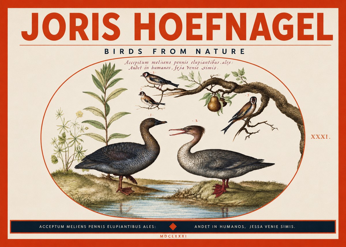 Joris Hoefnagel Acceptiem Meliens Pennis Fupidantibus Ales No4 - Poszter