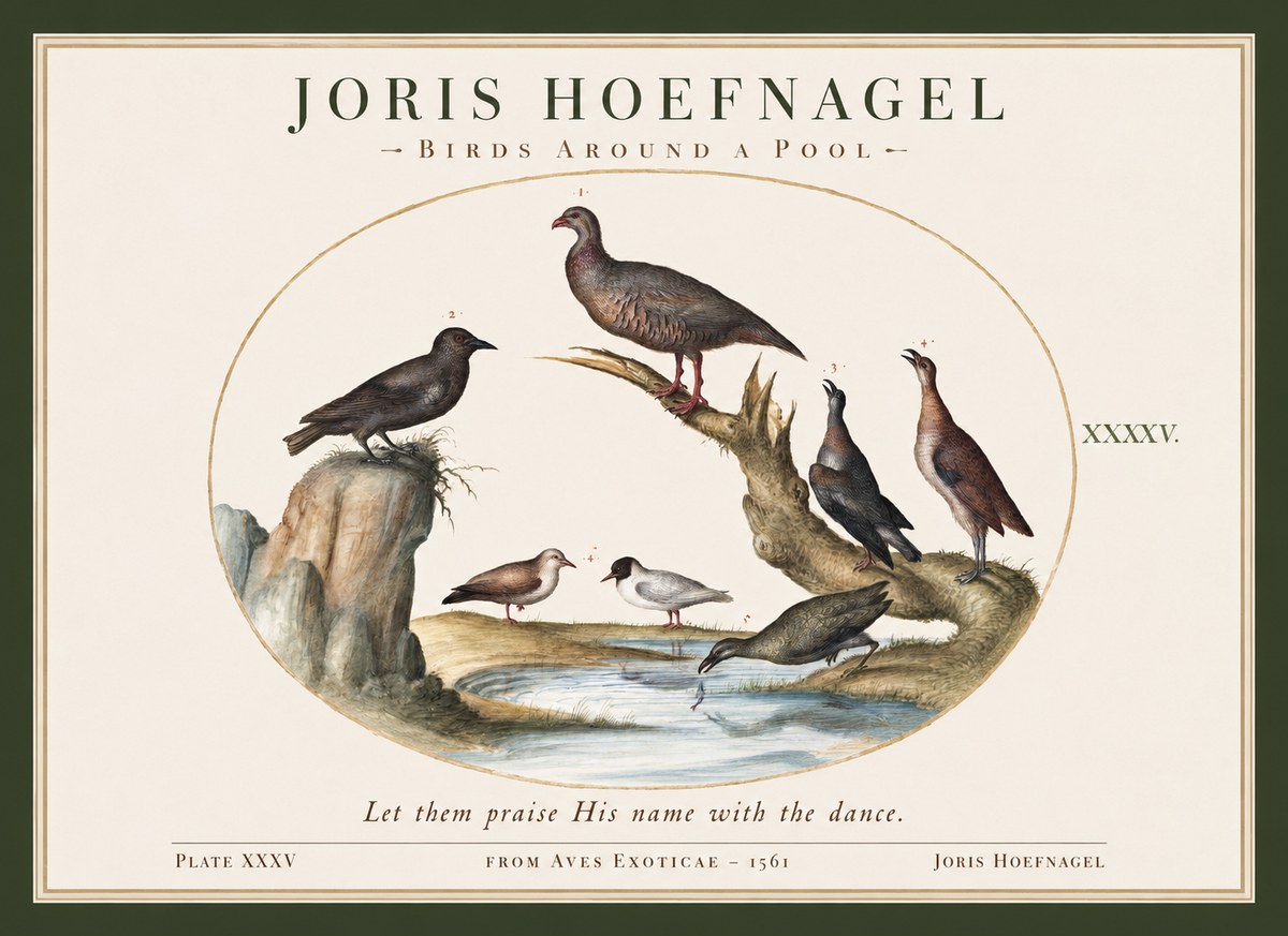 Joris Hoefnagel Birds Around a Pool No1 - Poszter