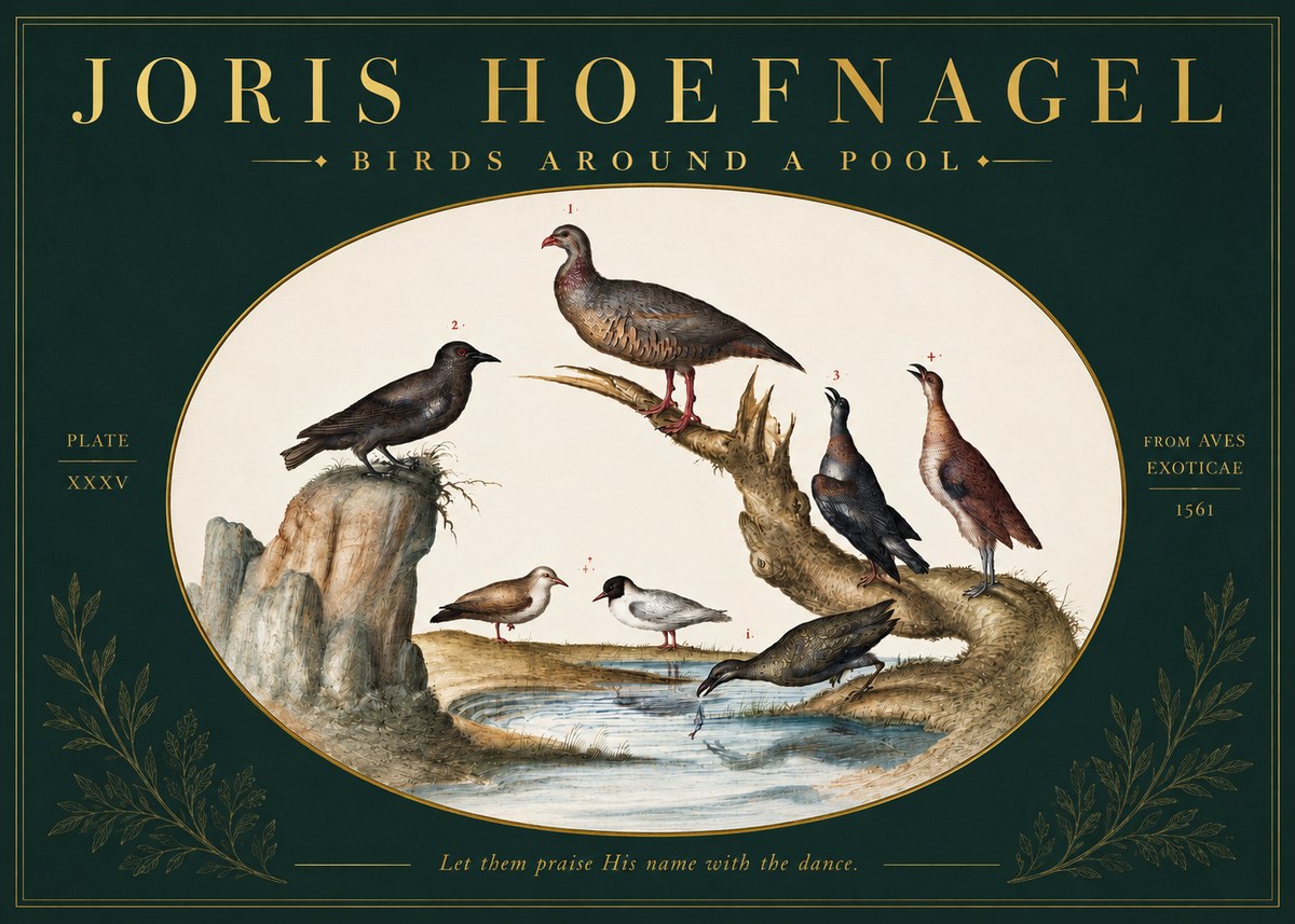 Joris Hoefnagel Birds Around a Pool No3 - Poszter