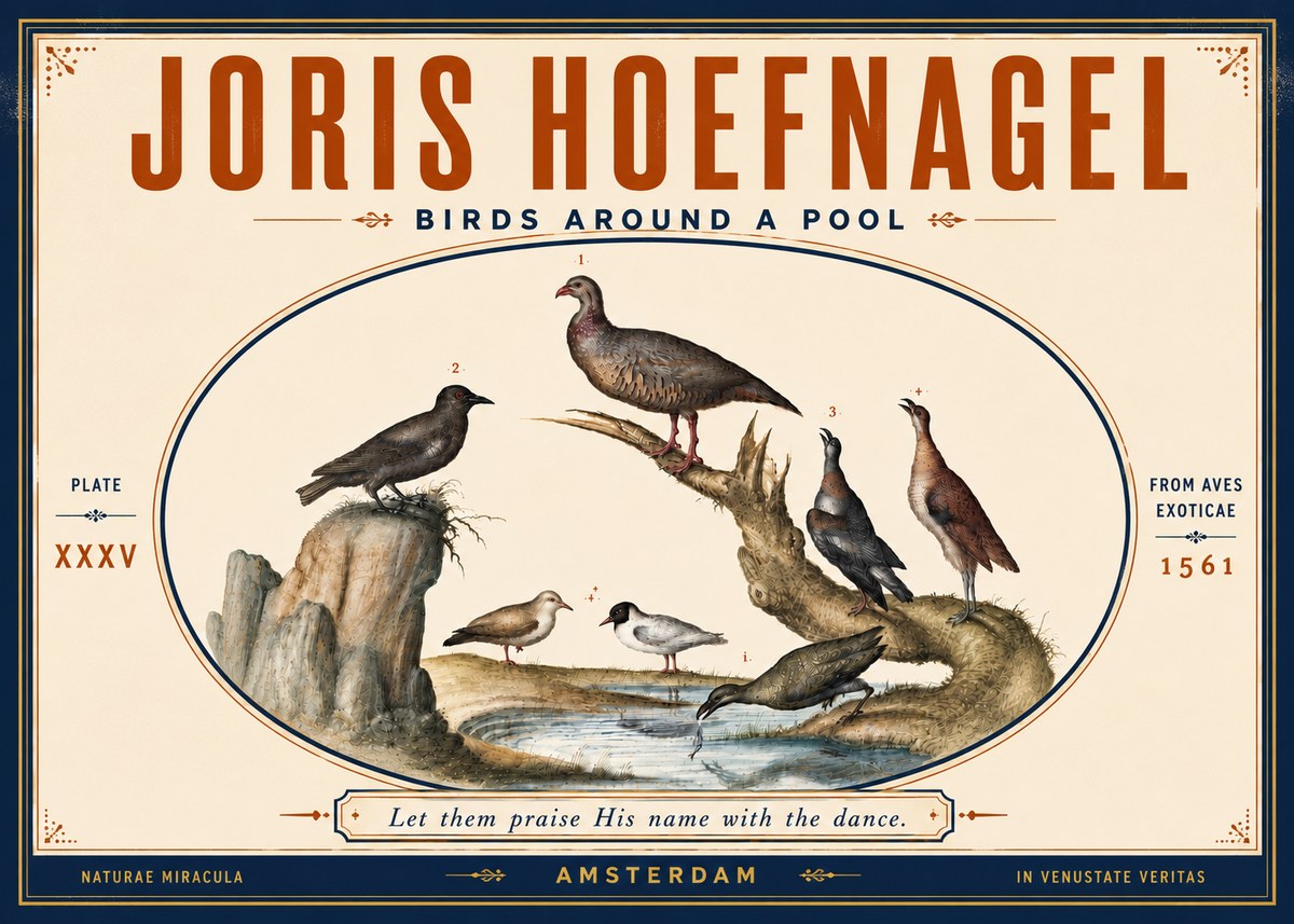 Joris Hoefnagel Birds Around a Pool No5 - Poszter