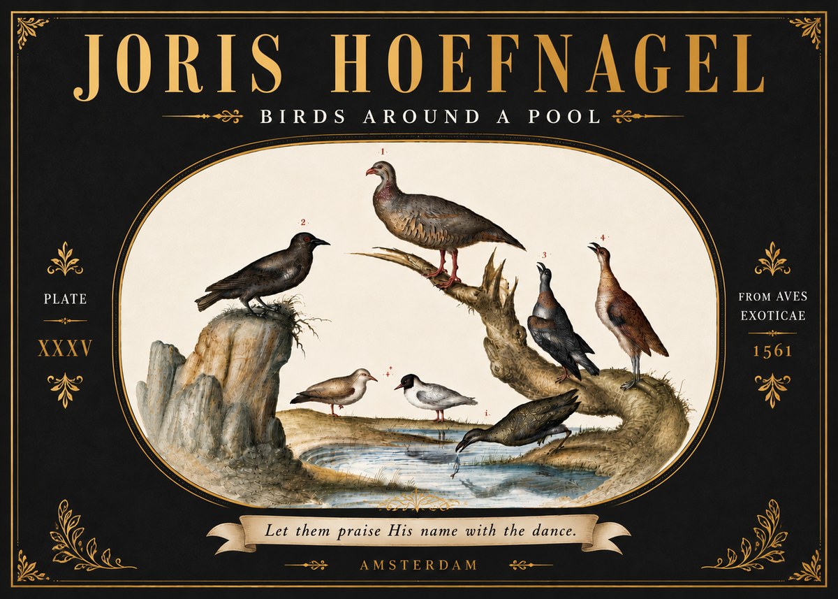 Joris Hoefnagel Birds Around a Pool No6 - Poszter