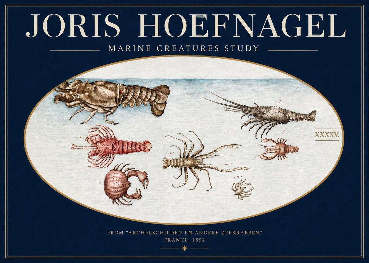Joris Hoefnagel Studies of Crustaceans No4 - Poszter