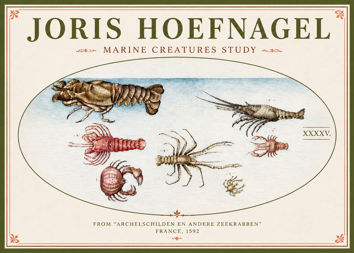 Joris Hoefnagel Studies of Crustaceans No5 - Poszter