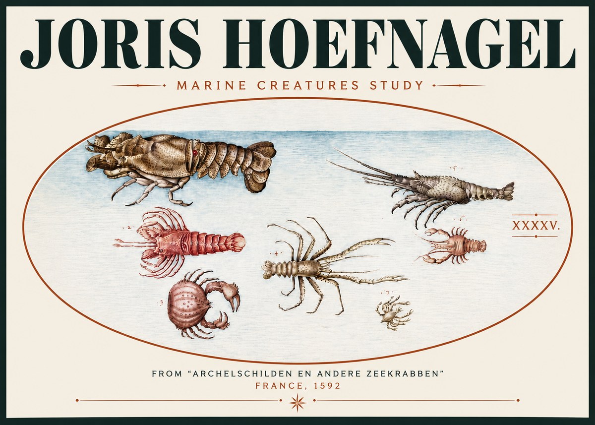 Joris Hoefnagel Studies of Crustaceans No6 - Poszter