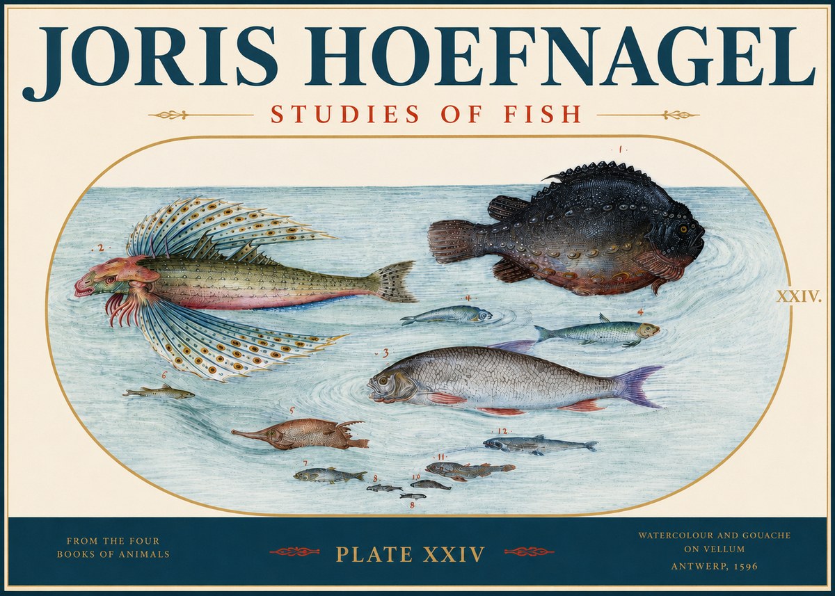 Joris Hoefnagel Studies of Fish II No3 - Poszter