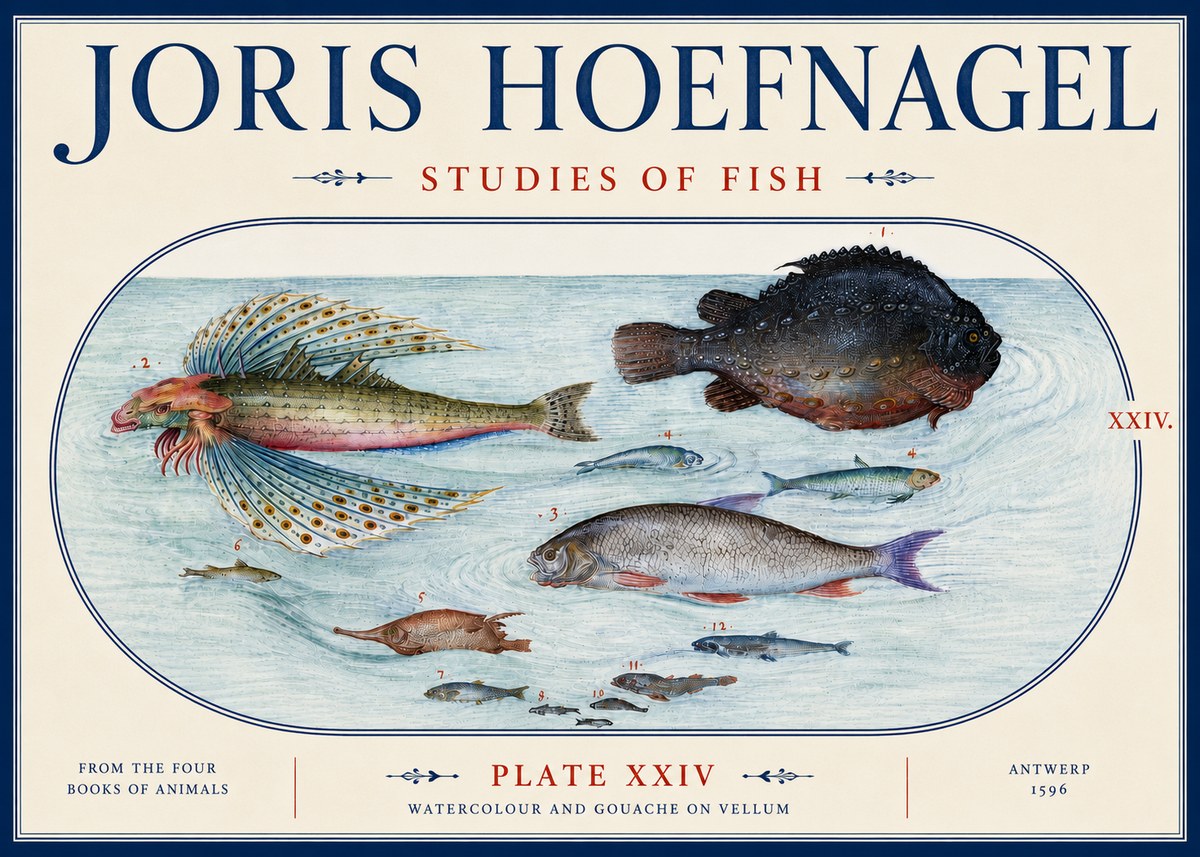 Joris Hoefnagel Studies of Fish II No6 - Poszter