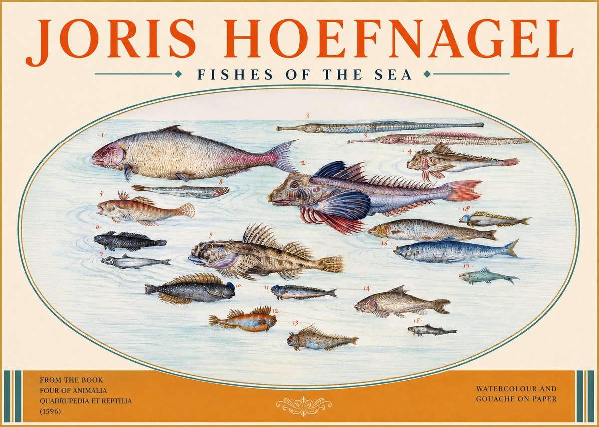 Joris Hoefnagel Fishes of the Sea III No3 - Poszter