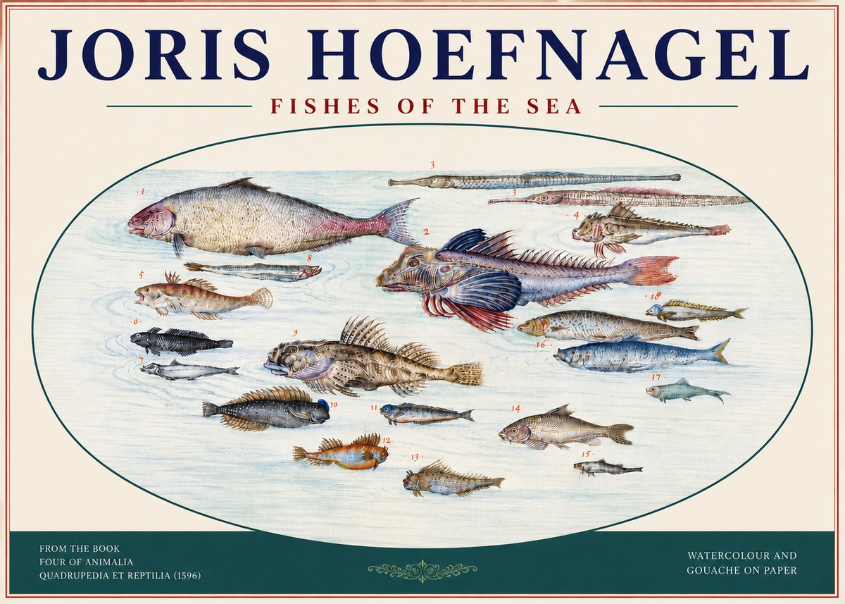 Joris Hoefnagel Fishes of the Sea III No4 - Poszter