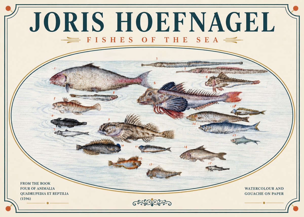 Joris Hoefnagel Fishes of the Sea III No5 - Poszter