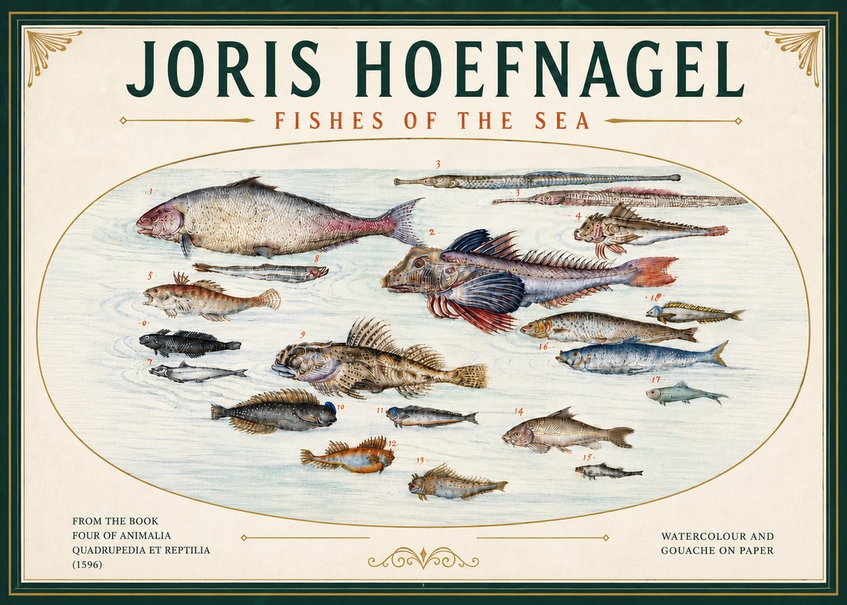 Joris Hoefnagel Fishes of the Sea III No6 - Poszter