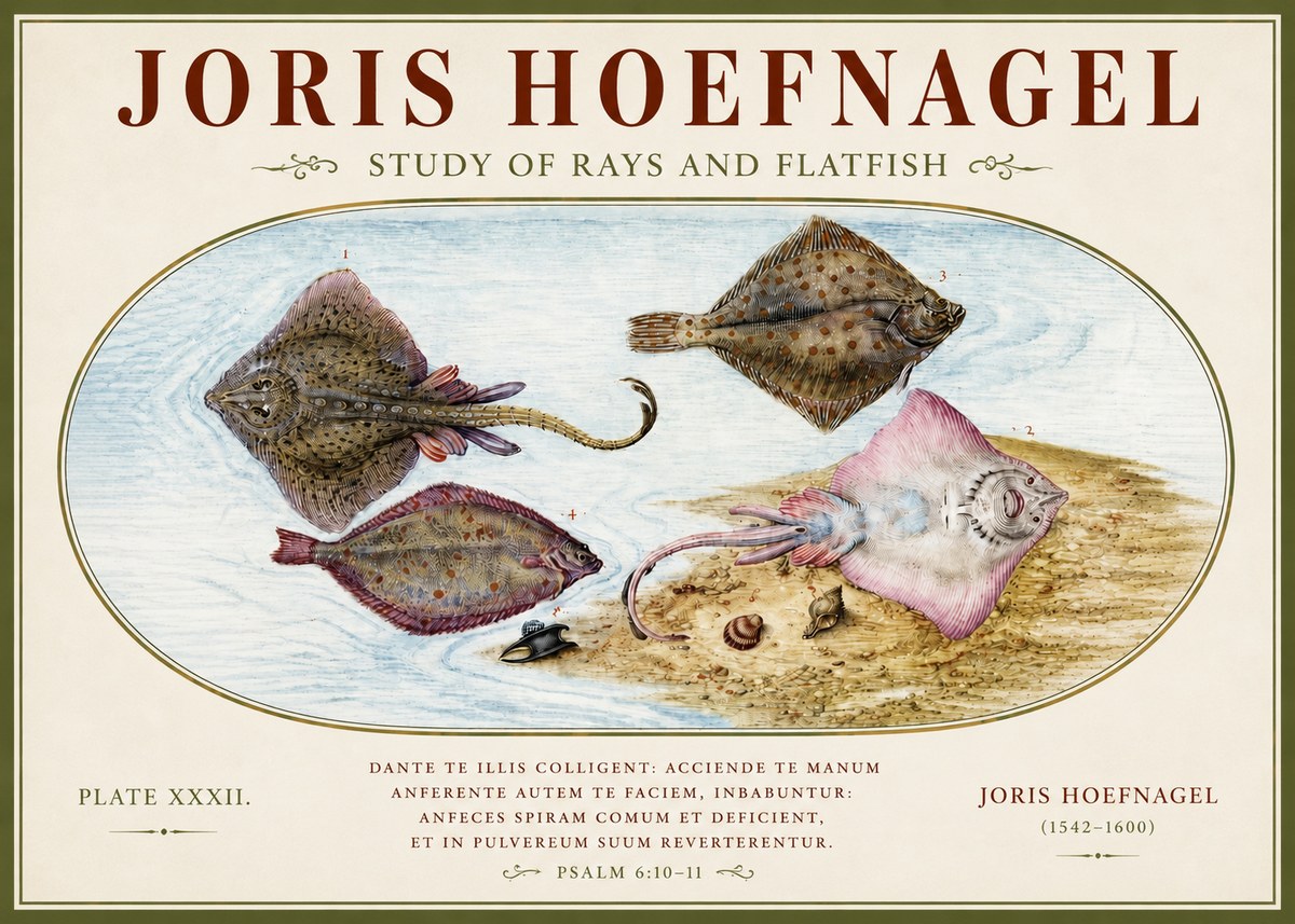 Joris Hoefnagel Study of Rays and Flatfish No4 - Poszter