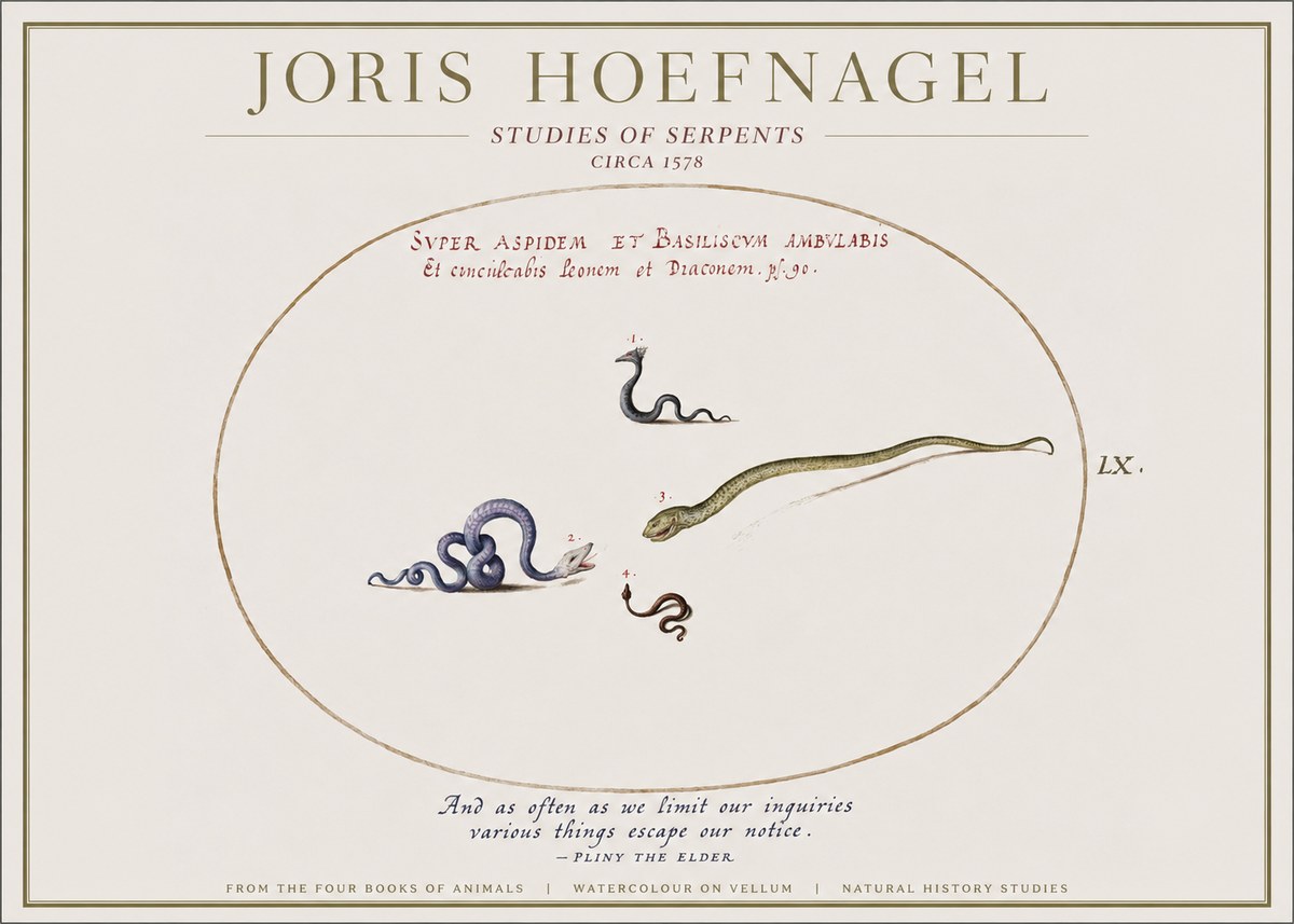 Joris Hoefnagel Studies of Serpents No1 - Poszter