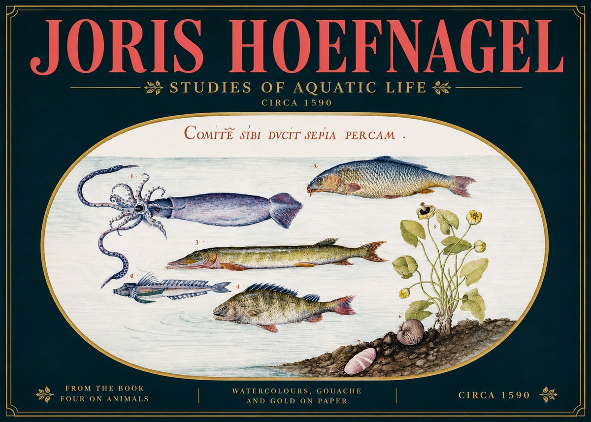Joris Hoefnagel Comitẽ Sibi Ducit Sepia Percam. No5 - Poszter
