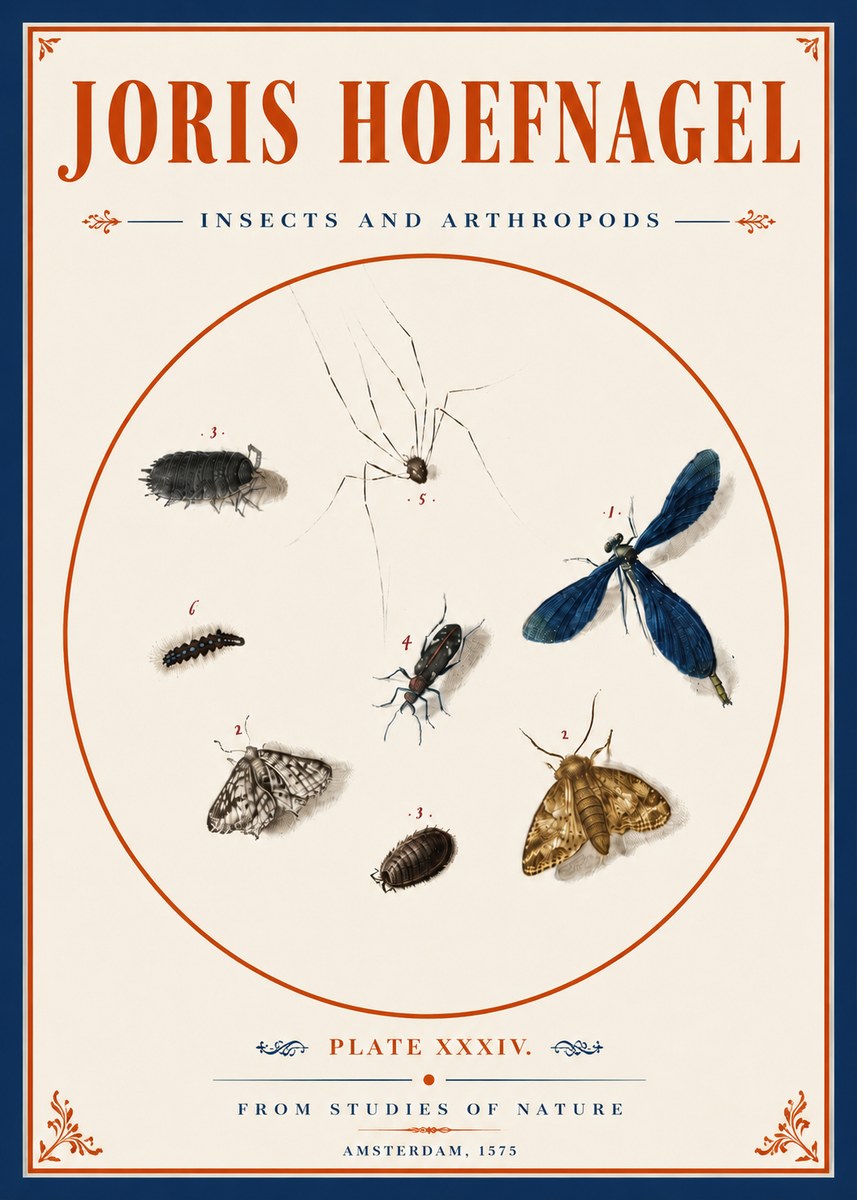 Joris Hoefnagel Insects and Arthropods No6 - Poszter