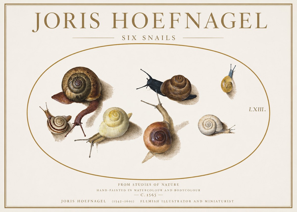 Joris Hoefnagel Six Snails No1 - Poszter