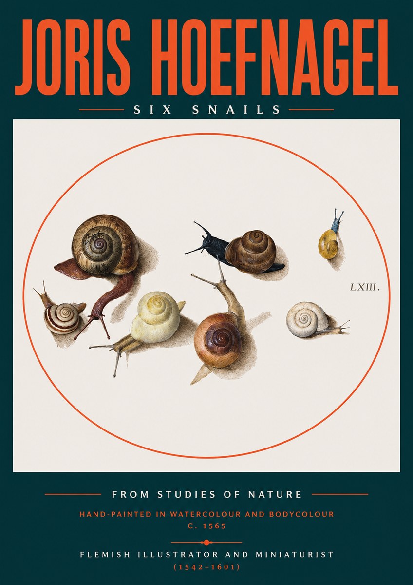Joris Hoefnagel Six Snails No2 - Poszter