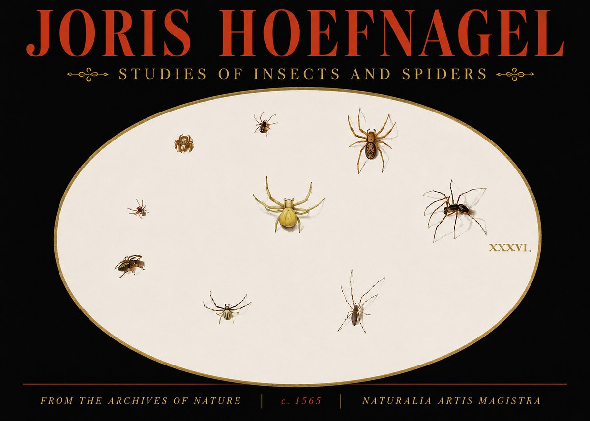 Joris Hoefnagel Studies of Insects and Spiders No5 - Poszter