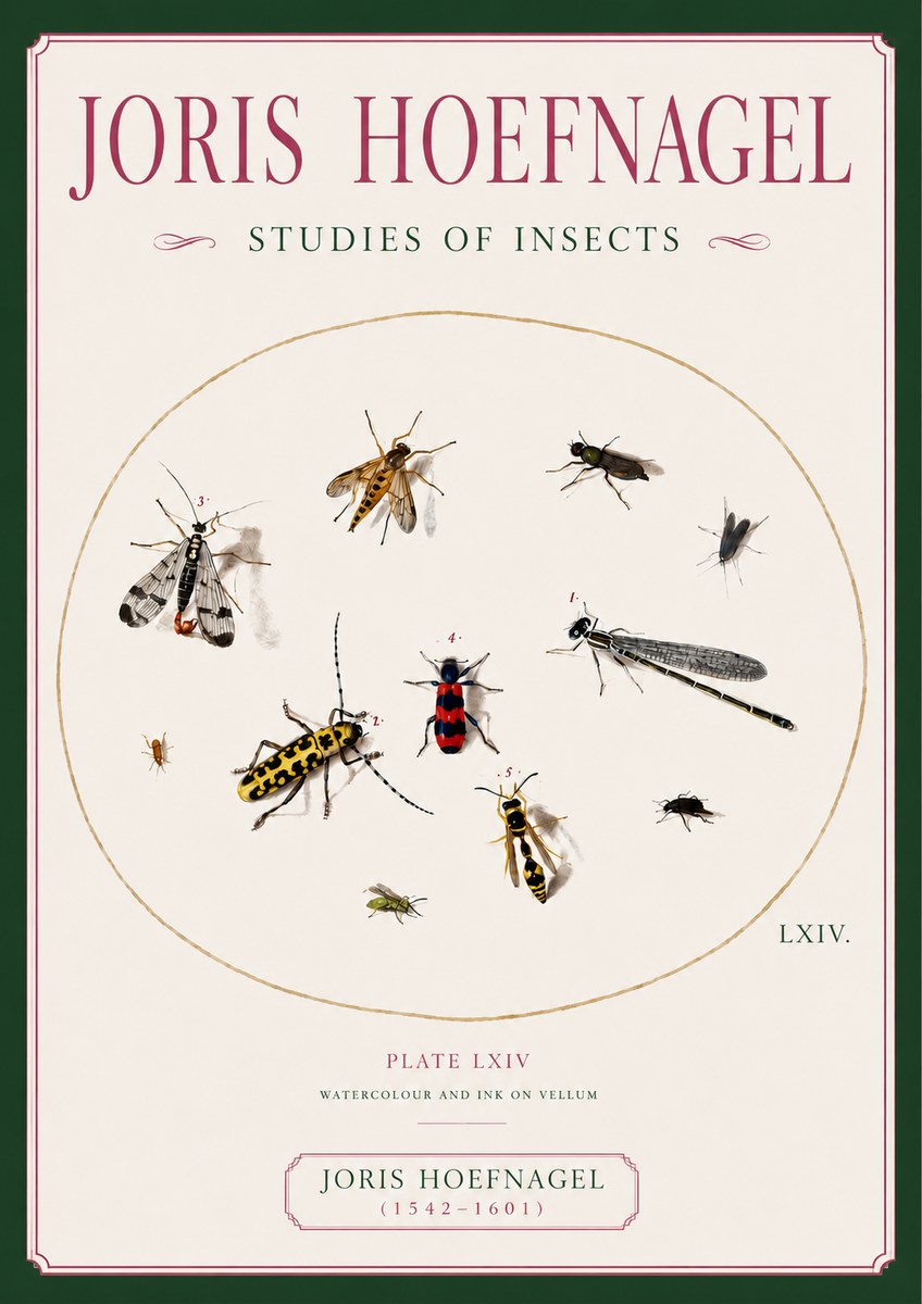 Joris Hoefnagel Studies of Insects - Plate Lxiv No6 - Poszter