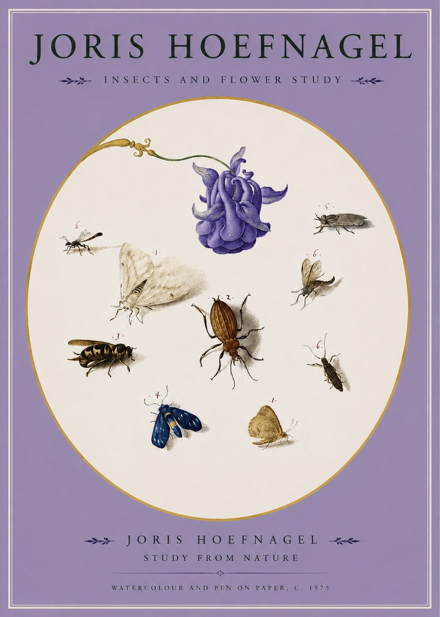 Joris Hoefnagel Studies of Insects and Flowers No3 - Poszter
