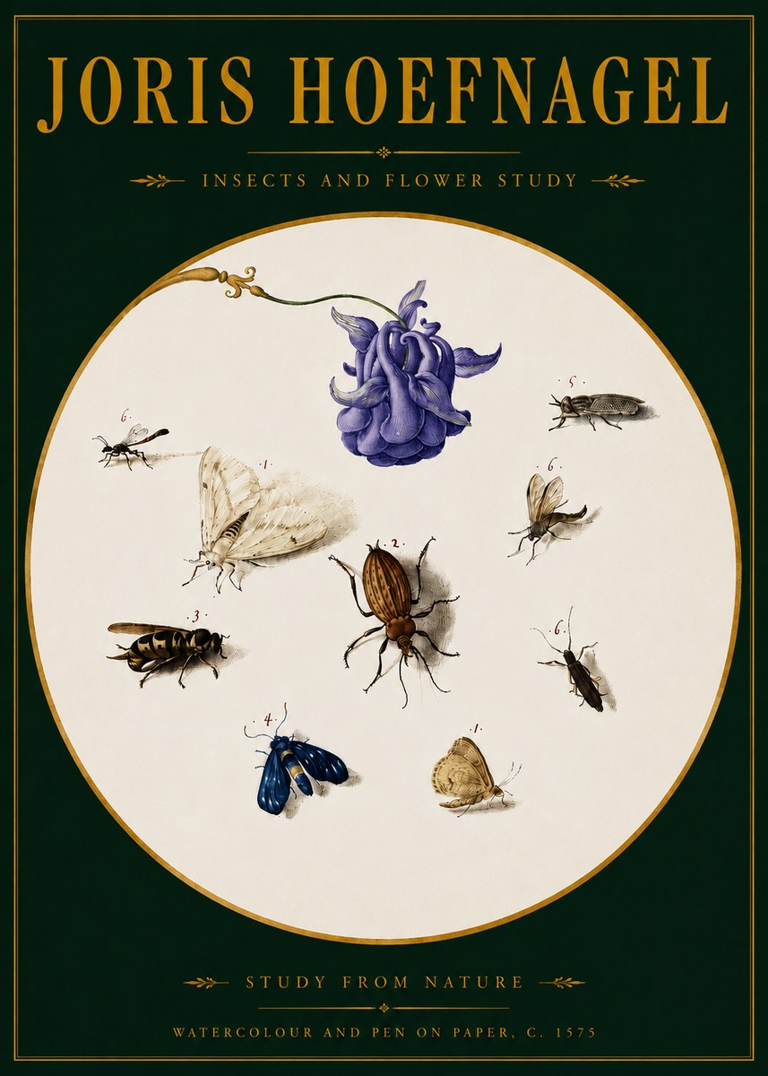 Joris Hoefnagel Studies of Insects and Flowers No4 - Poszter