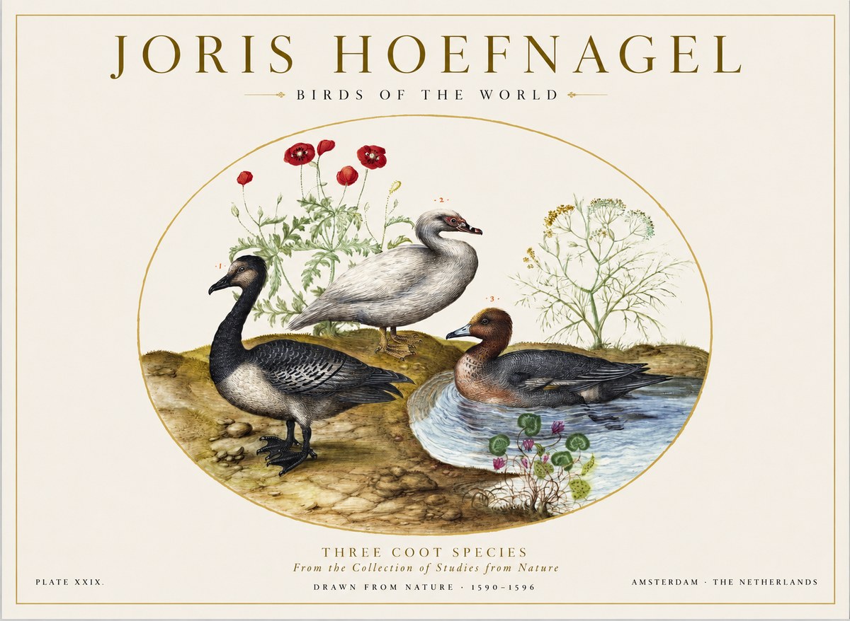 Joris Hoefnagel Three Coot Species No1 - Poszter