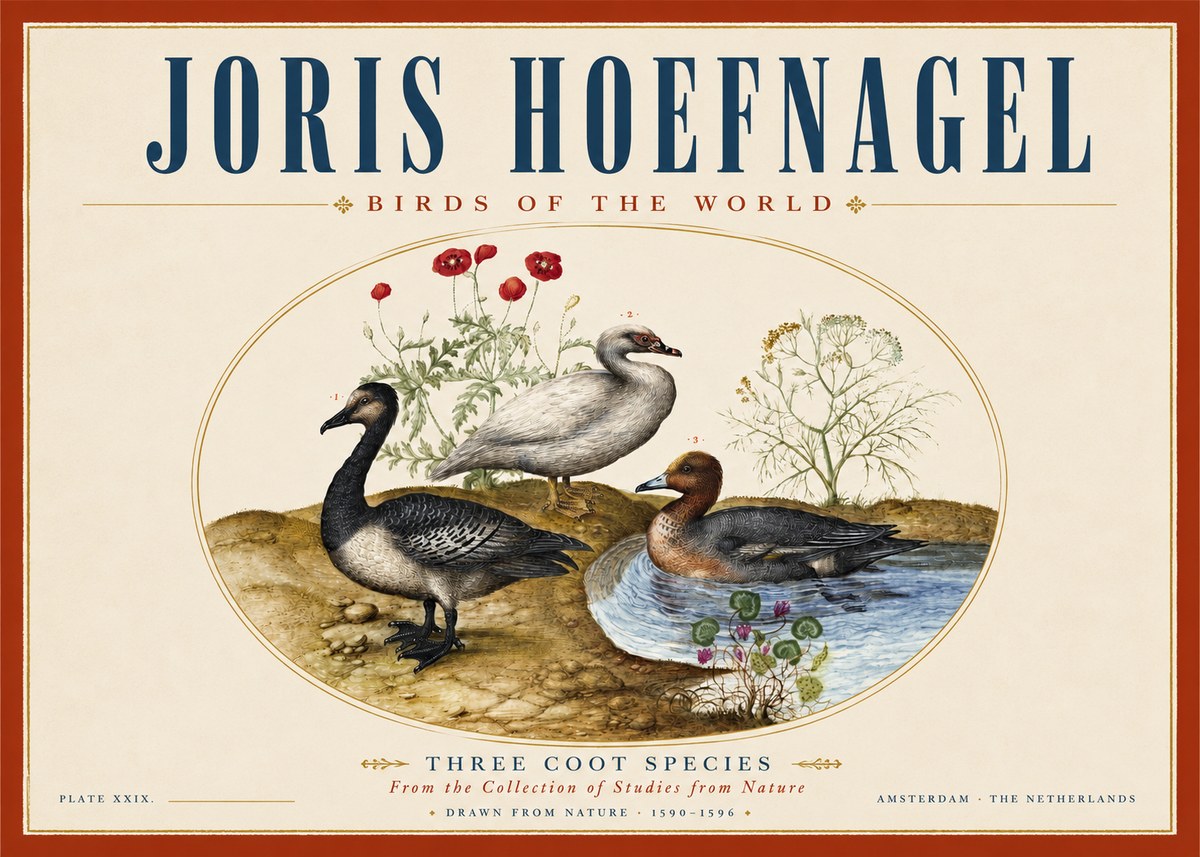 Joris Hoefnagel Three Coot Species No3 - Poszter