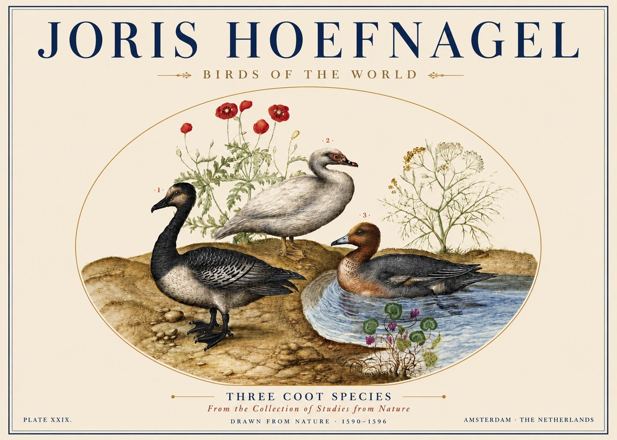 Joris Hoefnagel Three Coot Species No5 - Poszter