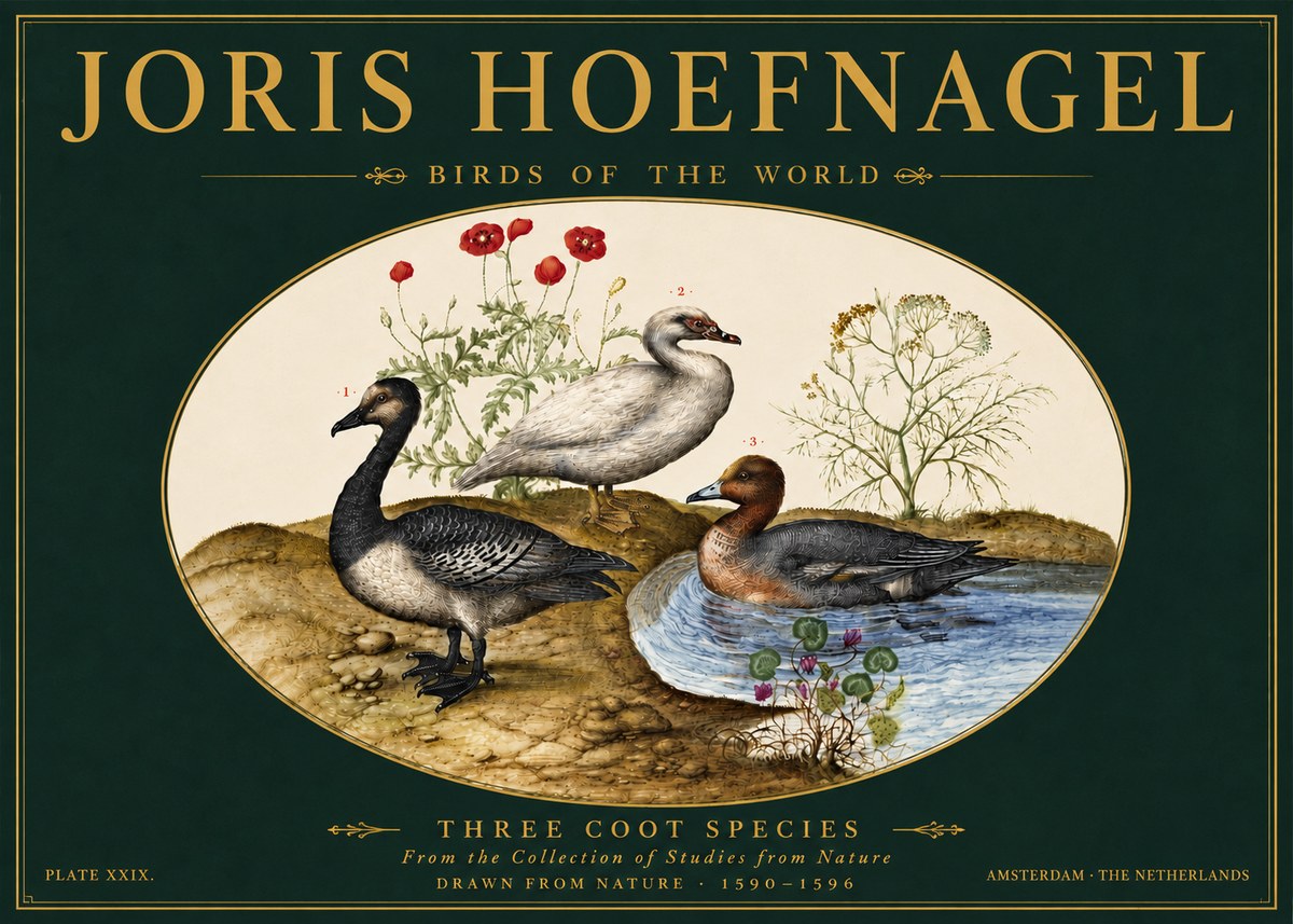 Joris Hoefnagel Three Coot Species No6 - Poszter