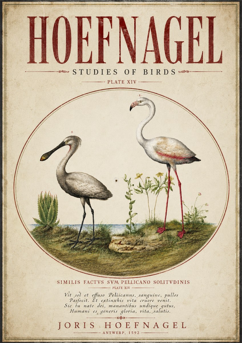 Joris Hoefnagel The Solitary Sanctuary of the Spoonbill and the Flamingo No5 - Poszter