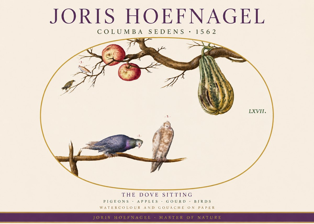 Joris Hoefnagel Pigeons Sitting. No4 - Poszter